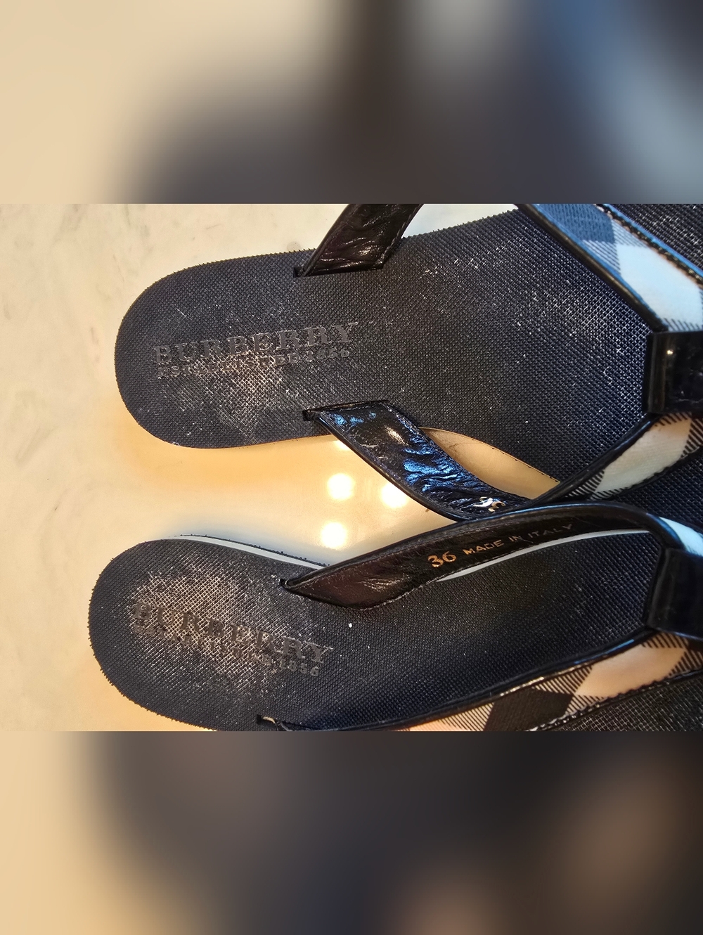 Burberry Black Flip Flops Size 36 - Picture 3 of 10